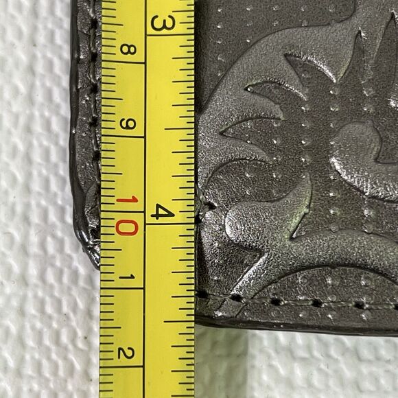 PATRICIA NASH St. Croce Tooled Italian Leather Wallet Wristlet Pewter Gray Strap - Picture 11 of 17